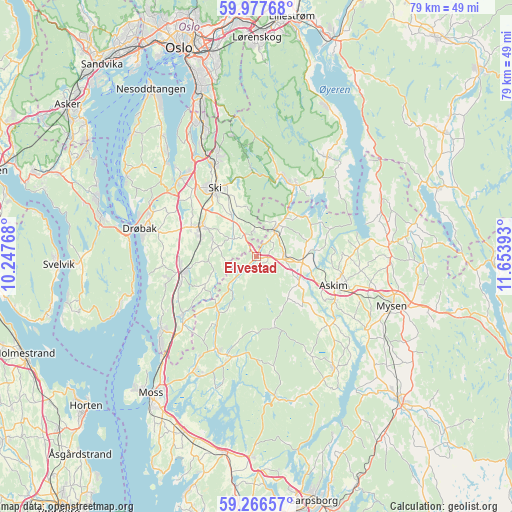 Elvestad on map