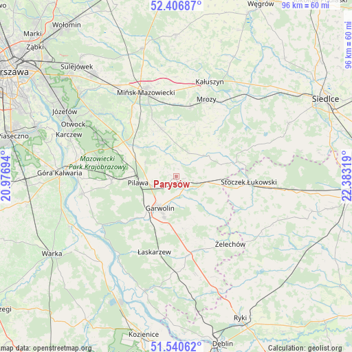 Parysów on map