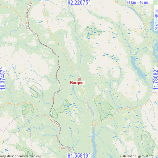 Bergset on map