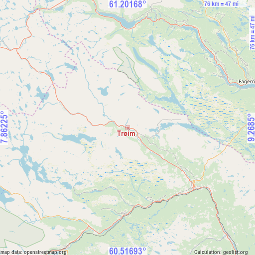 Trøim on map