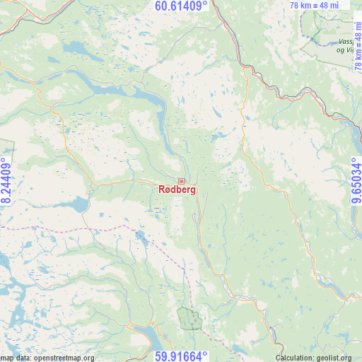 Rødberg on map
