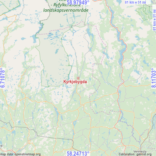 Kyrkjebygda on map