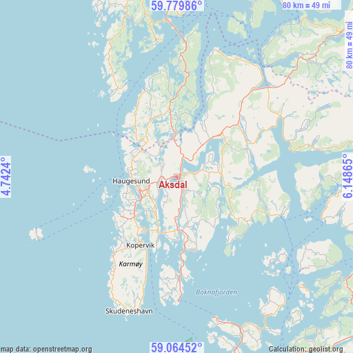 Aksdal on map