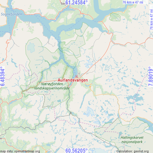 Aurlandsvangen on map