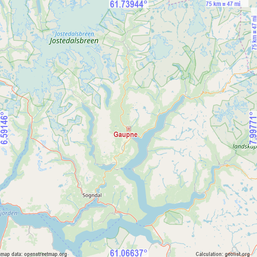 Gaupne on map