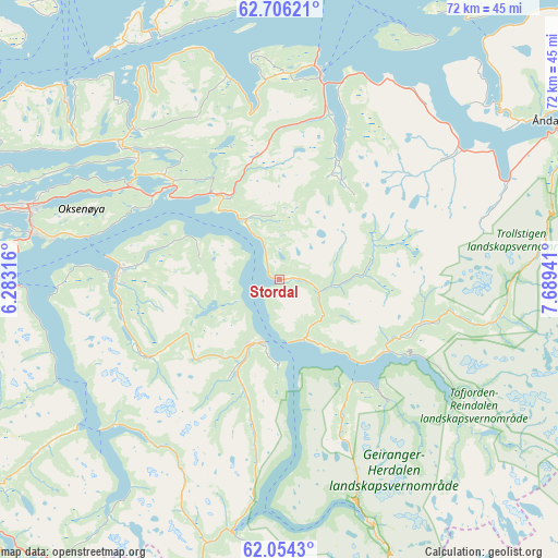 Stordal on map