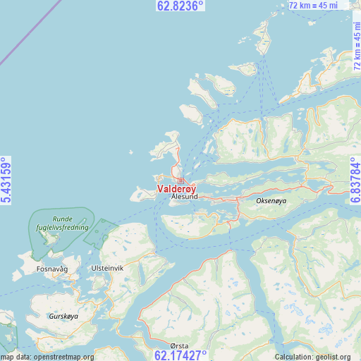 Valderøy on map