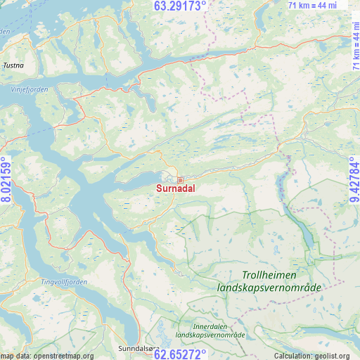 Surnadal on map