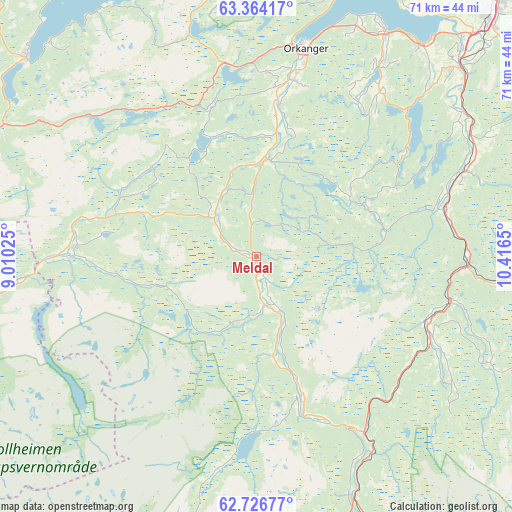 Meldal on map