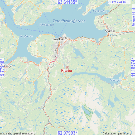 Klæbu on map