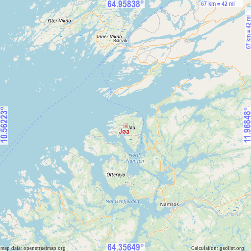 Jøa on map