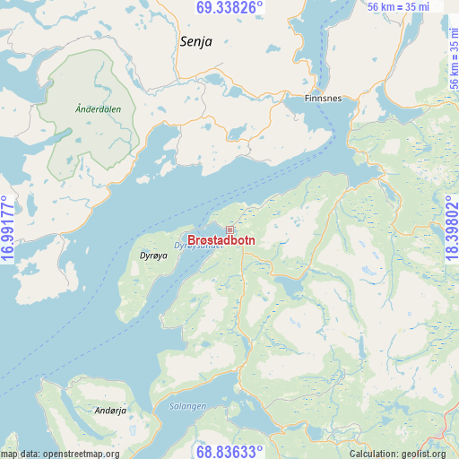Brøstadbotn on map