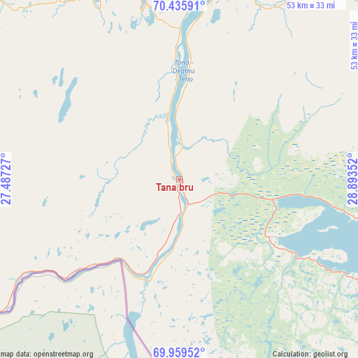 Tana bru on map