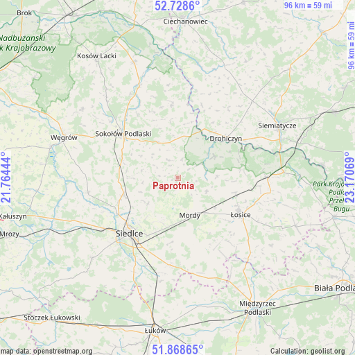 Paprotnia on map