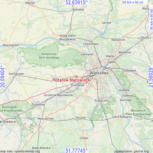 Ożarów Mazowiecki on map
