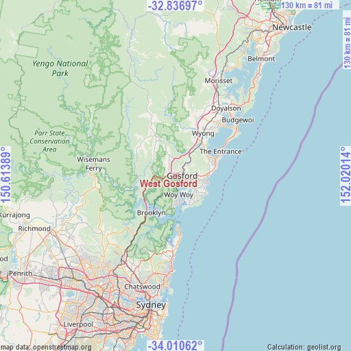 West Gosford on map
