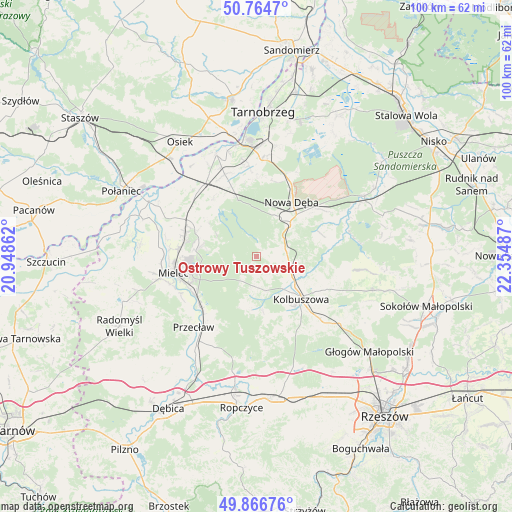 Ostrowy Tuszowskie on map