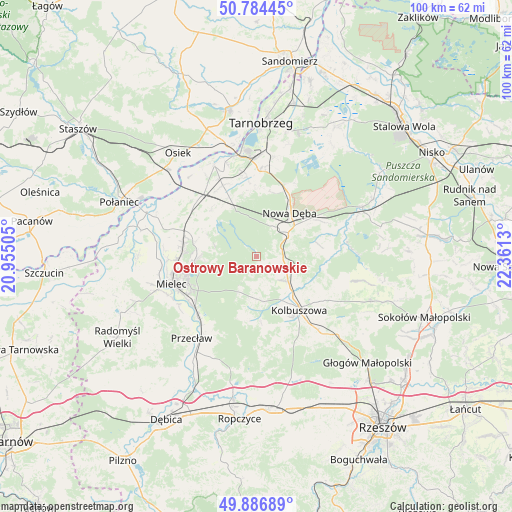 Ostrowy Baranowskie on map