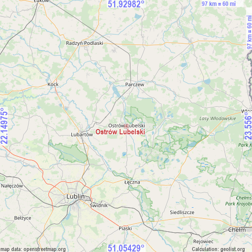 Ostrów Lubelski on map