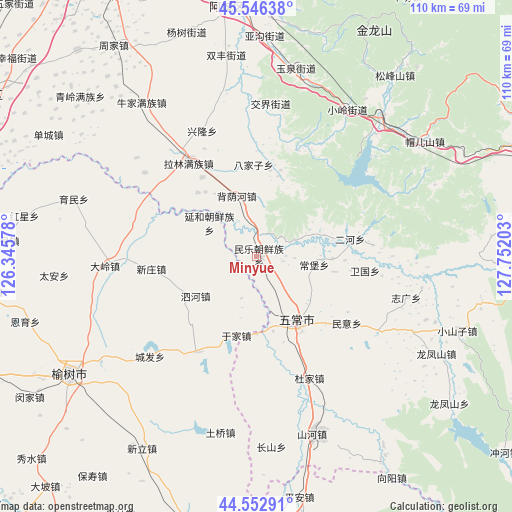 Minyue on map