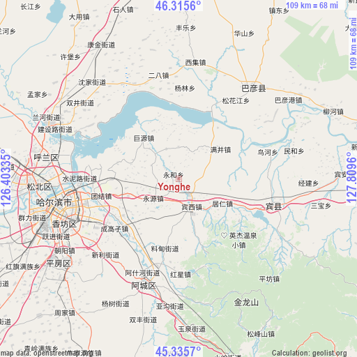 Yonghe on map