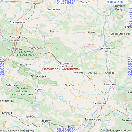 Ostrowiec Świętokrzyski on map