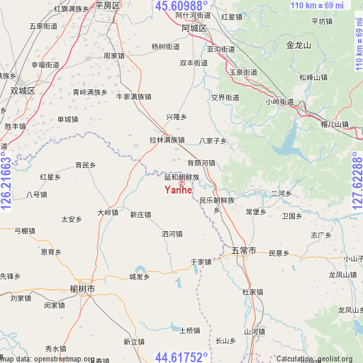 Yanhe on map