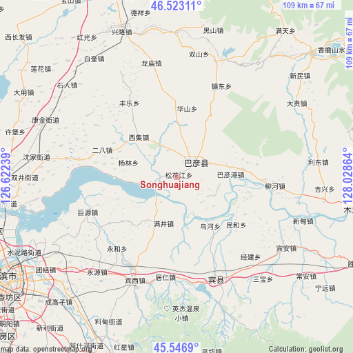 Songhuajiang on map