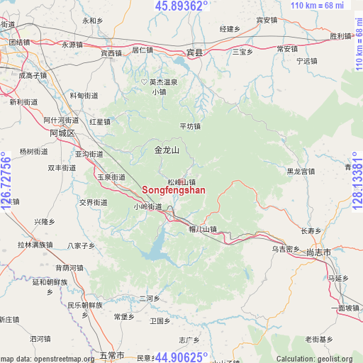 Songfengshan on map