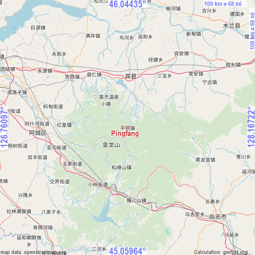 Pingfang on map