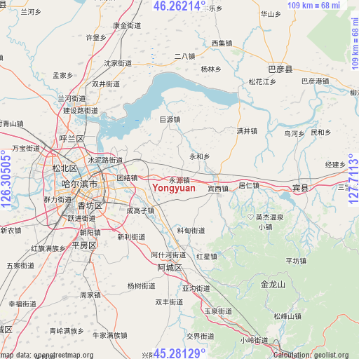 Yongyuan on map