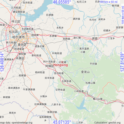 Hongxing on map