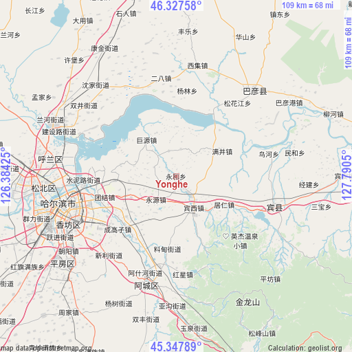 Yonghe on map