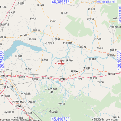 Niaohe on map