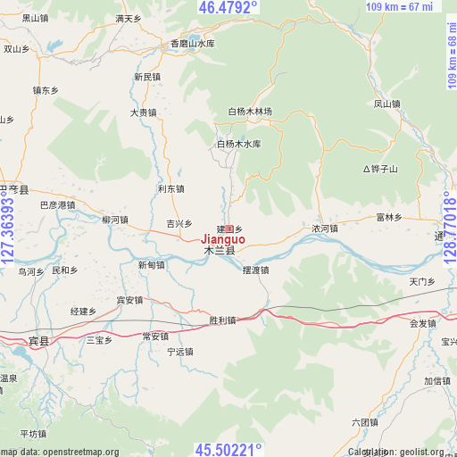 Jianguo on map