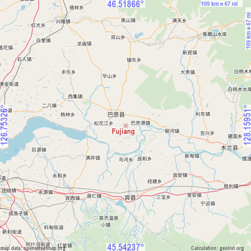 Fujiang on map