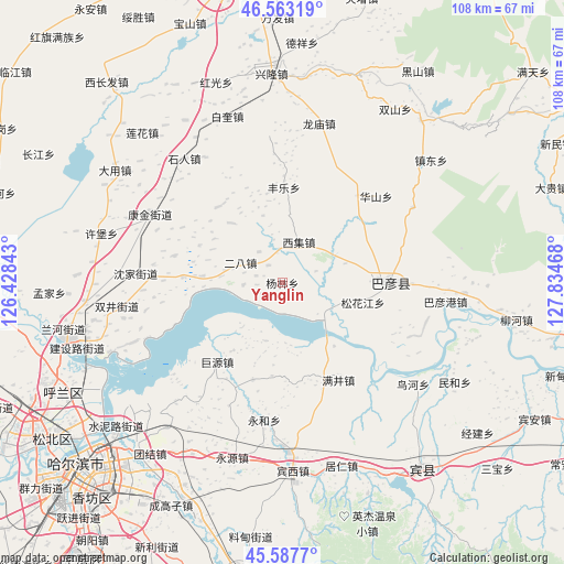 Yanglin on map