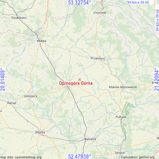 Opinogóra Górna on map