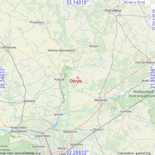 Obryte on map