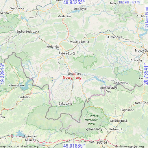 Nowy Targ on map