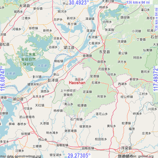 Haoshan on map