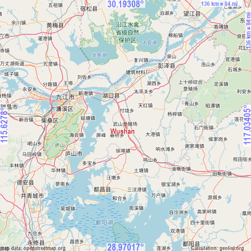 Wushan on map