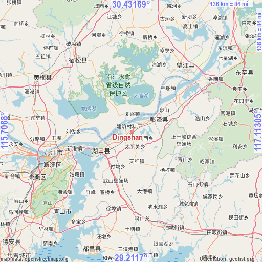 Dingshan on map