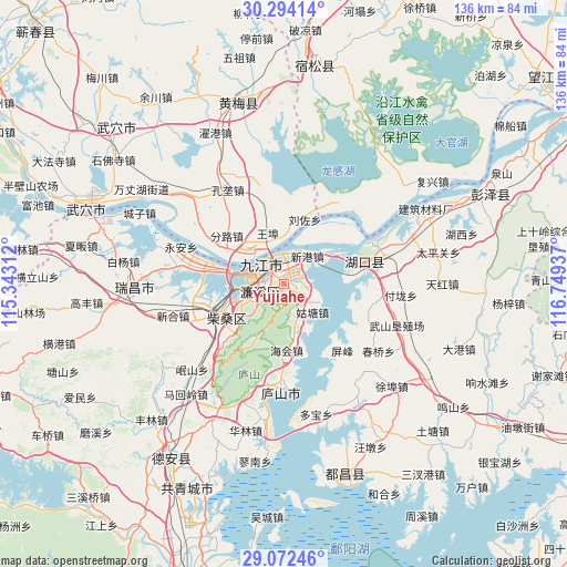 Yujiahe on map