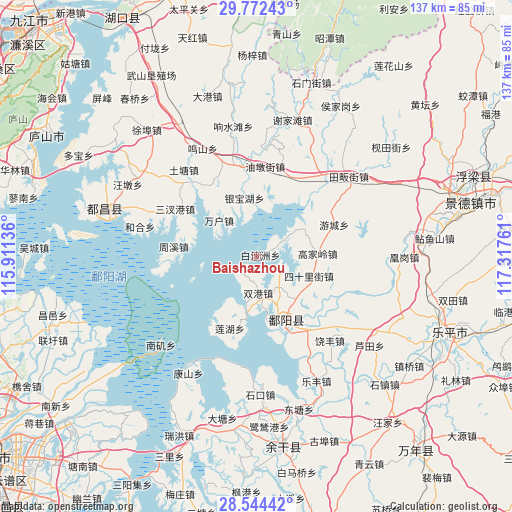 Baishazhou on map