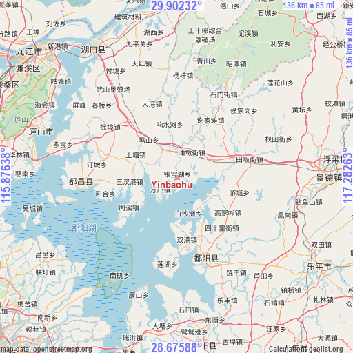 Yinbaohu on map