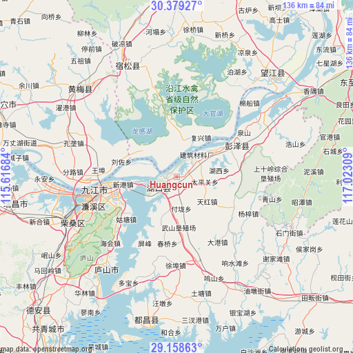 Huangcun on map