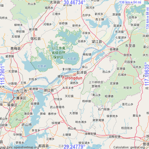 Furongdun on map