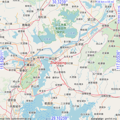 Zhangqing on map