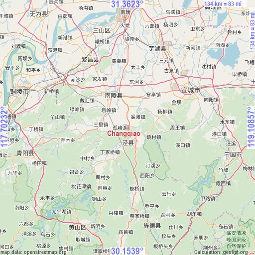 Changqiao on map